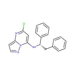 Clc1cc(N[C@@H](Cc2ccccc2)c2ccccc2)n2nccc2n1 ZINC000040893246