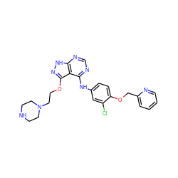 Clc1cc(Nc2ncnc3[nH]nc(OCCN4CCNCC4)c23)ccc1OCc1ccccn1 ZINC000029128763