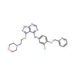 Clc1cc(Nc2ncnc3[nH]nc(OCCN4CCOCC4)c23)ccc1OCc1ccccn1 ZINC000029128661