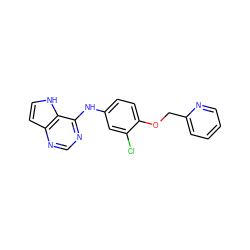 Clc1cc(Nc2ncnc3cc[nH]c23)ccc1OCc1ccccn1 ZINC000073165608