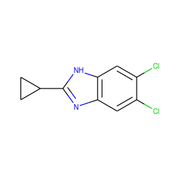 Clc1cc2nc(C3CC3)[nH]c2cc1Cl ZINC000031943956