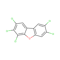 Clc1cc2oc3c(Cl)c(Cl)c(Cl)cc3c2cc1Cl ZINC000002567230