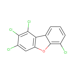 Clc1cc2oc3c(Cl)cccc3c2c(Cl)c1Cl ZINC000005845497