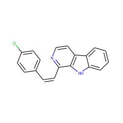 Clc1ccc(/C=C\c2nccc3c2[nH]c2ccccc23)cc1 ZINC000101587519