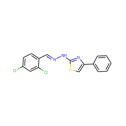 Clc1ccc(/C=N/Nc2nc(-c3ccccc3)cs2)c(Cl)c1 ZINC000004459090