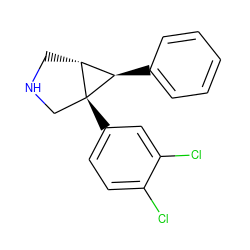 Clc1ccc([C@@]23CNC[C@@H]2[C@H]3c2ccccc2)cc1Cl ZINC000040379804