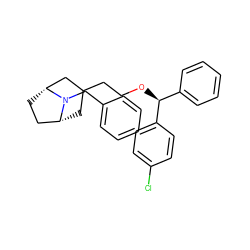 Clc1ccc([C@@H](OCCC2C[C@@H]3CC[C@H](C2)N3Cc2ccccc2)c2ccccc2)cc1 ZINC000013487743