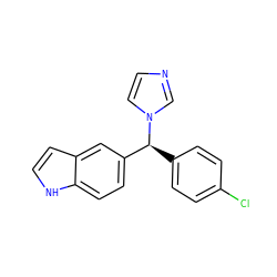 Clc1ccc([C@@H](c2ccc3[nH]ccc3c2)n2ccnc2)cc1 ZINC000028569883