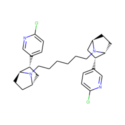 Clc1ccc([C@@H]2C[C@@H]3CC[C@@H]2N3CCCCCCN2[C@@H]3CC[C@@H]2[C@H](c2ccc(Cl)nc2)C3)cn1 ZINC000100022479