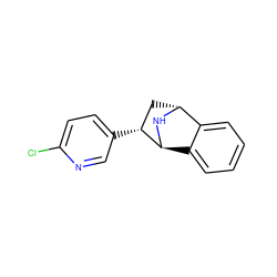 Clc1ccc([C@@H]2C[C@H]3N[C@H]2c2ccccc23)cn1 ZINC000253654729