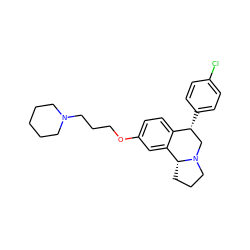 Clc1ccc([C@@H]2CN3CCC[C@@H]3c3cc(OCCCN4CCCCC4)ccc32)cc1 ZINC000028885621