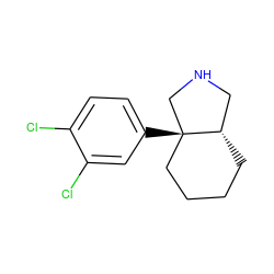 Clc1ccc([C@]23CCCC[C@H]2CNC3)cc1Cl ZINC000072106067