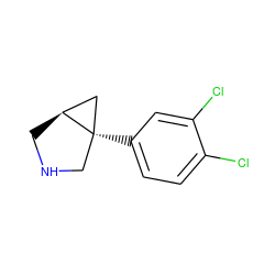 Clc1ccc([C@]23CNC[C@H]2C3)cc1Cl ZINC000000003189