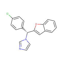 Clc1ccc([C@H](c2cc3ccccc3o2)n2ccnc2)cc1 ZINC000049088184