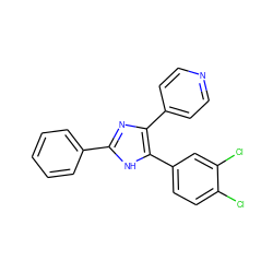 Clc1ccc(-c2[nH]c(-c3ccccc3)nc2-c2ccncc2)cc1Cl ZINC000008536618