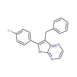 Clc1ccc(-c2[nH]c3nccnc3c2Cc2ccccc2)cc1 ZINC000013492972