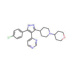 Clc1ccc(-c2[nH]nc(C3CCN(C4CCOCC4)CC3)c2-c2ccncn2)cc1 ZINC000049070885