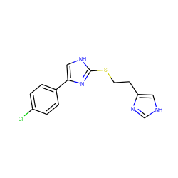 Clc1ccc(-c2c[nH]c(SCCc3c[nH]cn3)n2)cc1 ZINC000013764173