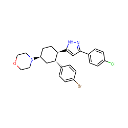 Clc1ccc(-c2cc([C@@H]3CC[C@H](N4CCOCC4)C[C@H]3c3ccc(Br)cc3)[nH]n2)cc1 ZINC000169306837