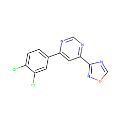 Clc1ccc(-c2cc(-c3ncon3)ncn2)cc1Cl ZINC000118562755