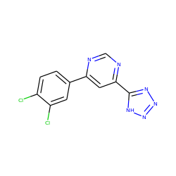 Clc1ccc(-c2cc(-c3nnn[nH]3)ncn2)cc1Cl ZINC000072315914