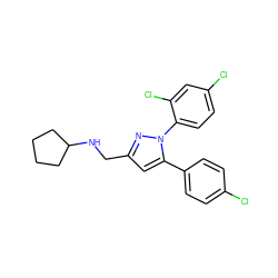 Clc1ccc(-c2cc(CNC3CCCC3)nn2-c2ccc(Cl)cc2Cl)cc1 ZINC000043064964