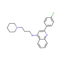 Clc1ccc(-c2cc(NCCCN3CCCCC3)c3ccccc3n2)cc1 ZINC000208042372