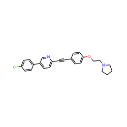 Clc1ccc(-c2ccc(C#Cc3ccc(OCCN4CCCC4)cc3)nc2)cc1 ZINC000118645122