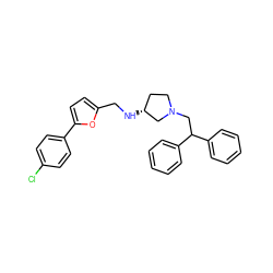 Clc1ccc(-c2ccc(CN[C@@H]3CCN(CC(c4ccccc4)c4ccccc4)C3)o2)cc1 ZINC000022932294