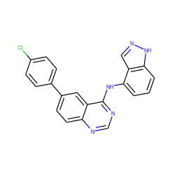 Clc1ccc(-c2ccc3ncnc(Nc4cccc5[nH]ncc45)c3c2)cc1 ZINC000143160536