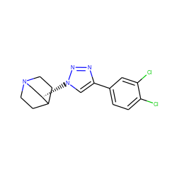 Clc1ccc(-c2cn([C@H]3CN4CCC3CC4)nn2)cc1Cl ZINC000220728762