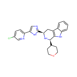 Clc1ccc(-c2cnc([C@H]3Cc4c([nH]c5ccccc45)[C@@H](C4CCOCC4)N3)[nH]2)nc1 ZINC000653720466