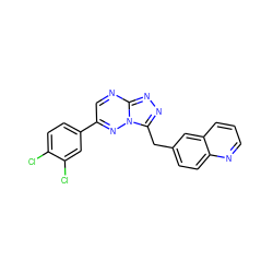 Clc1ccc(-c2cnc3nnc(Cc4ccc5ncccc5c4)n3n2)cc1Cl ZINC000200615545