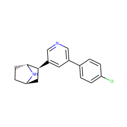 Clc1ccc(-c2cncc([C@H]3C[C@H]4CC[C@H]3N4)c2)cc1 ZINC000253991595