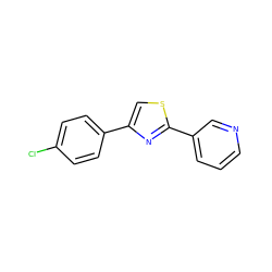 Clc1ccc(-c2csc(-c3cccnc3)n2)cc1 ZINC000000144797