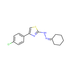 Clc1ccc(-c2csc(NN=C3CCCCC3)n2)cc1 ZINC000006221937