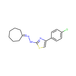 Clc1ccc(-c2csc(NN=C3CCCCCC3)n2)cc1 ZINC000059043687