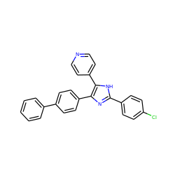 Clc1ccc(-c2nc(-c3ccc(-c4ccccc4)cc3)c(-c3ccncc3)[nH]2)cc1 ZINC000026570235