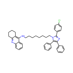 Clc1ccc(-c2nc(-c3ccccc3)c(-c3ccccc3)n2CCCCCCCCNc2c3c(nc4ccccc24)CCCC3)cc1 ZINC000095587077