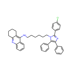 Clc1ccc(-c2nc(-c3ccccc3)c(-c3ccccc3)n2CCCCCCNc2c3c(nc4ccccc24)CCCC3)cc1 ZINC000095587339