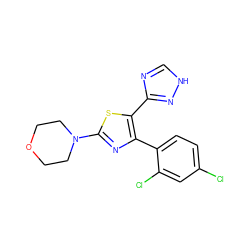 Clc1ccc(-c2nc(N3CCOCC3)sc2-c2nc[nH]n2)c(Cl)c1 ZINC000095564476