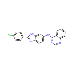 Clc1ccc(-c2nc3ccc(Nc4ncnc5ccccc45)cc3[nH]2)cc1 ZINC000299824448