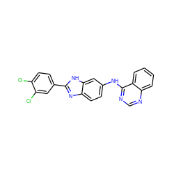 Clc1ccc(-c2nc3ccc(Nc4ncnc5ccccc45)cc3[nH]2)cc1Cl ZINC000299829043