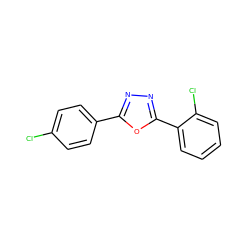 Clc1ccc(-c2nnc(-c3ccccc3Cl)o2)cc1 ZINC000000212037