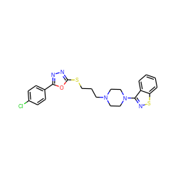 Clc1ccc(-c2nnc(SCCCN3CCN(c4nsc5ccccc45)CC3)o2)cc1 ZINC000199105320