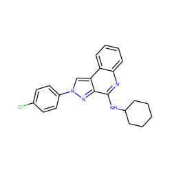 Clc1ccc(-n2cc3c(n2)c(NC2CCCCC2)nc2ccccc23)cc1 ZINC000013672200