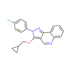 Clc1ccc(-n2nc3c(cnc4ccccc43)c2OCC2CC2)cc1 ZINC000066066127