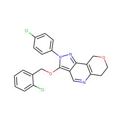 Clc1ccc(-n2nc3c4c(ncc3c2OCc2ccccc2Cl)CCOC4)cc1 ZINC000066075965