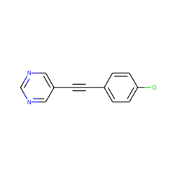 Clc1ccc(C#Cc2cncnc2)cc1 ZINC000040834665