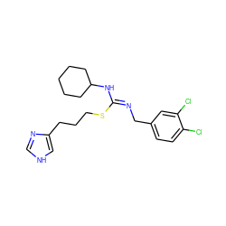 Clc1ccc(C/N=C(/NC2CCCCC2)SCCCc2c[nH]cn2)cc1Cl ZINC000073169937